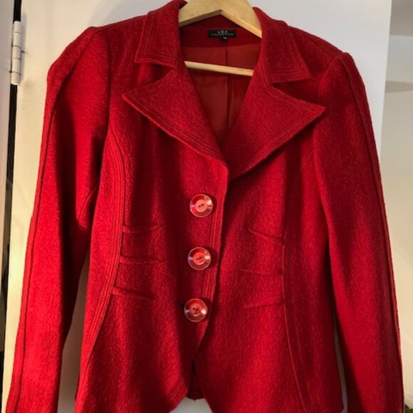 Women's 100% Wool Red Hot Jacket Size 36 - Picture 2 of 4